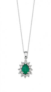 0.43 Karat Diamond Emerald Necklace