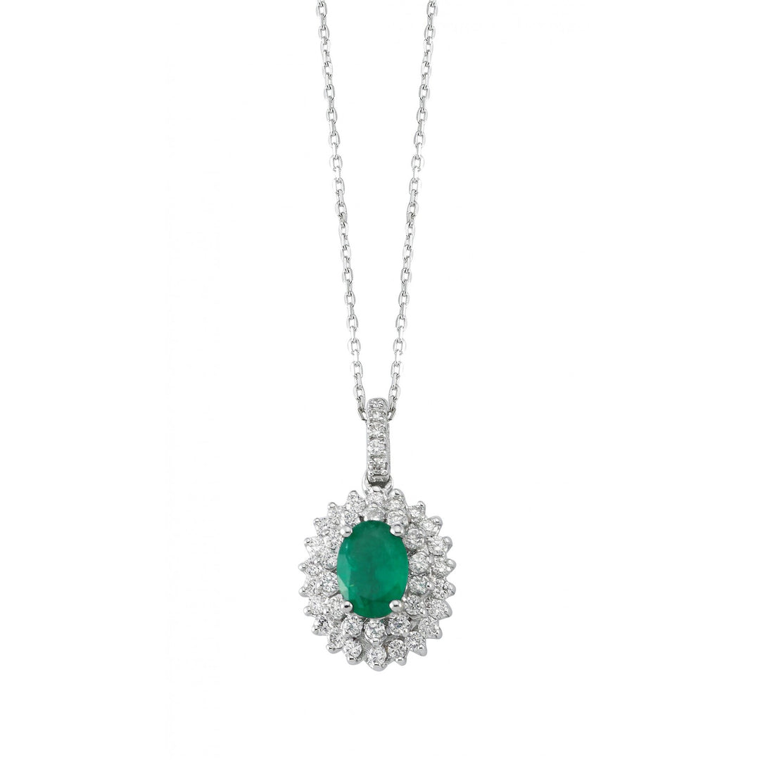 1.15 Karat Diamond Emerald Necklace