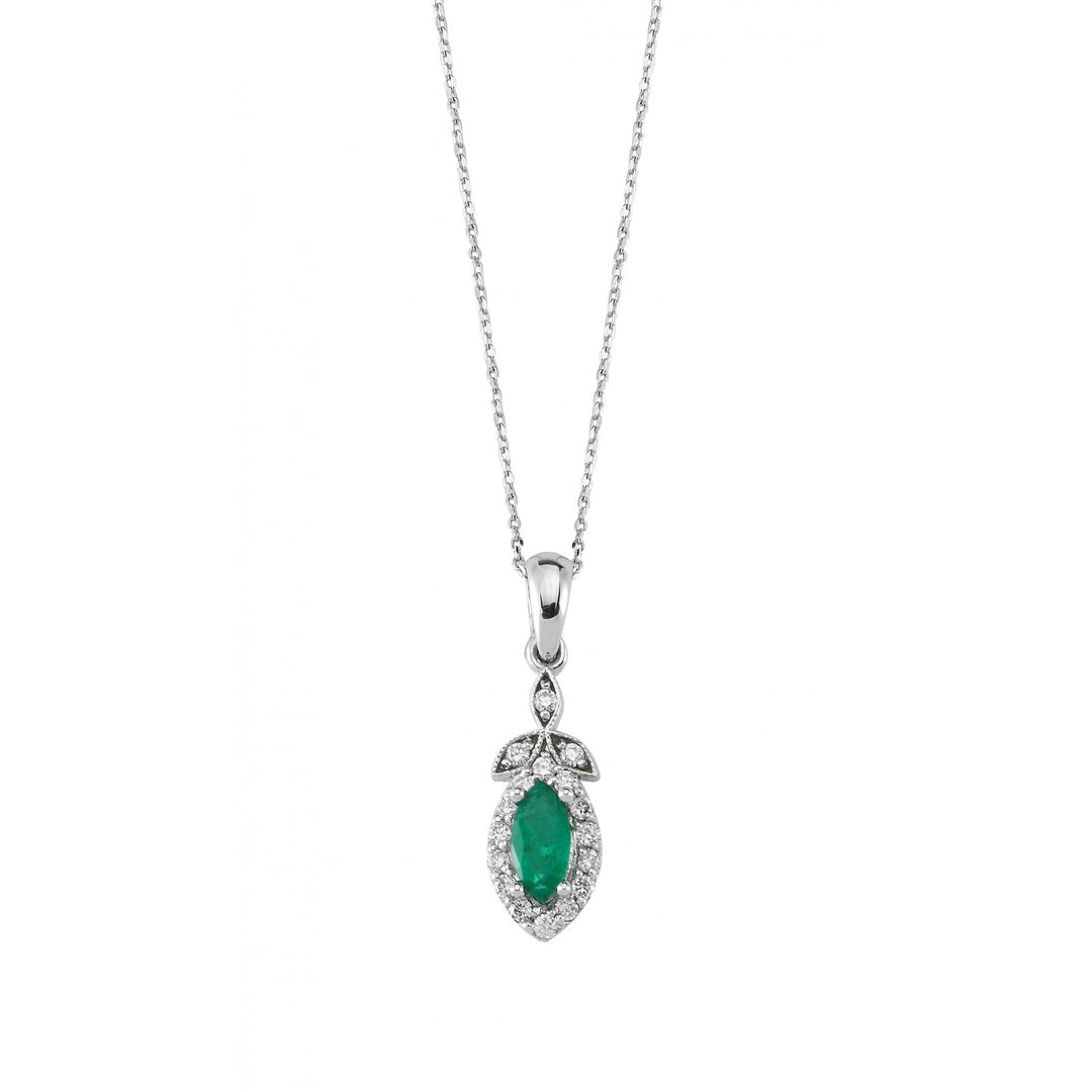 0.39 Karat Diamond Emerald Necklace
