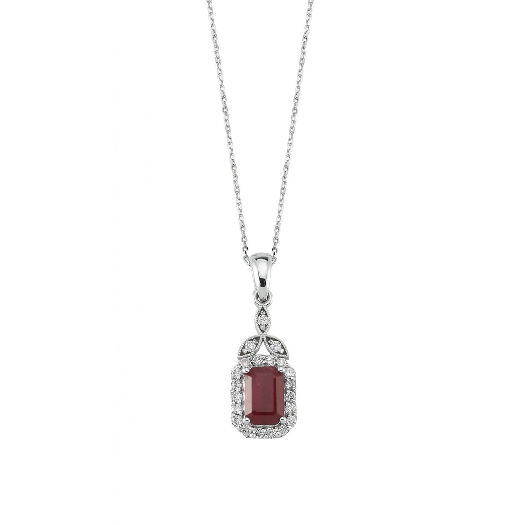 0.88 Karat Diamond Ruby Necklace
