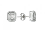 0.49 Karat Baguette Diamond Earrings
