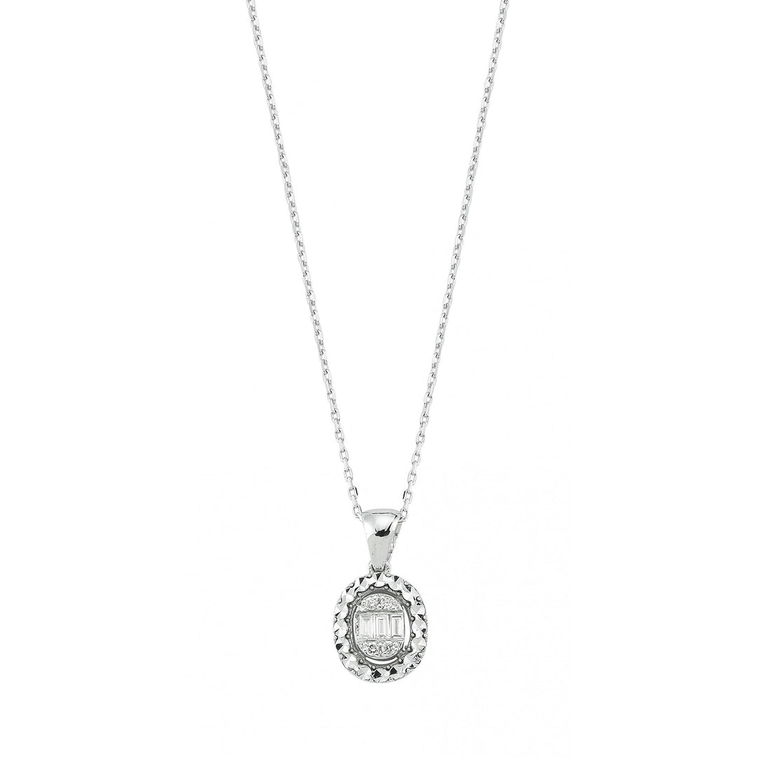 0.09 Karat Baguette Stone Set Diamond Necklace
