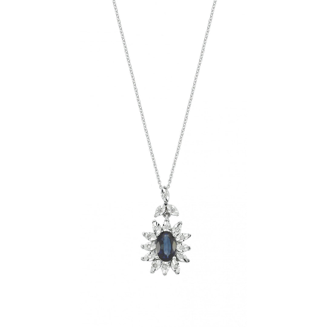 0.56 Karat Diamond Sapphire Necklace
