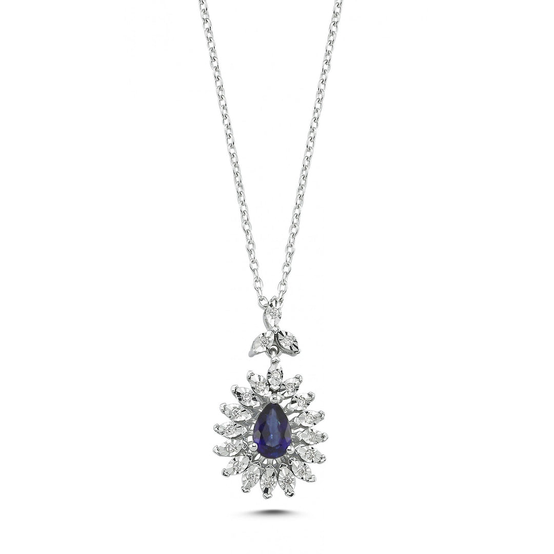 0.61 Karat Diamond Sapphire Necklace