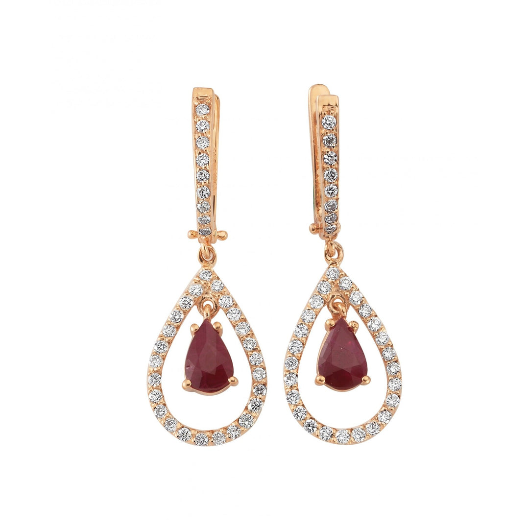 1.42 Karat Diamond Ruby Earrings