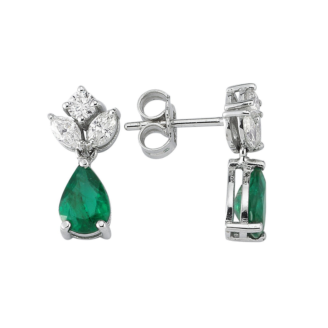 1.75 Karat Diamond Emerald Earrings