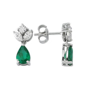 1.75 Karat Diamond Emerald Earrings