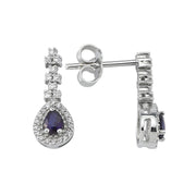 0.60 Karat Diamond Sapphire Earrings
