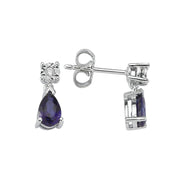 0.99 Karat Diamond Sapphire Earrings