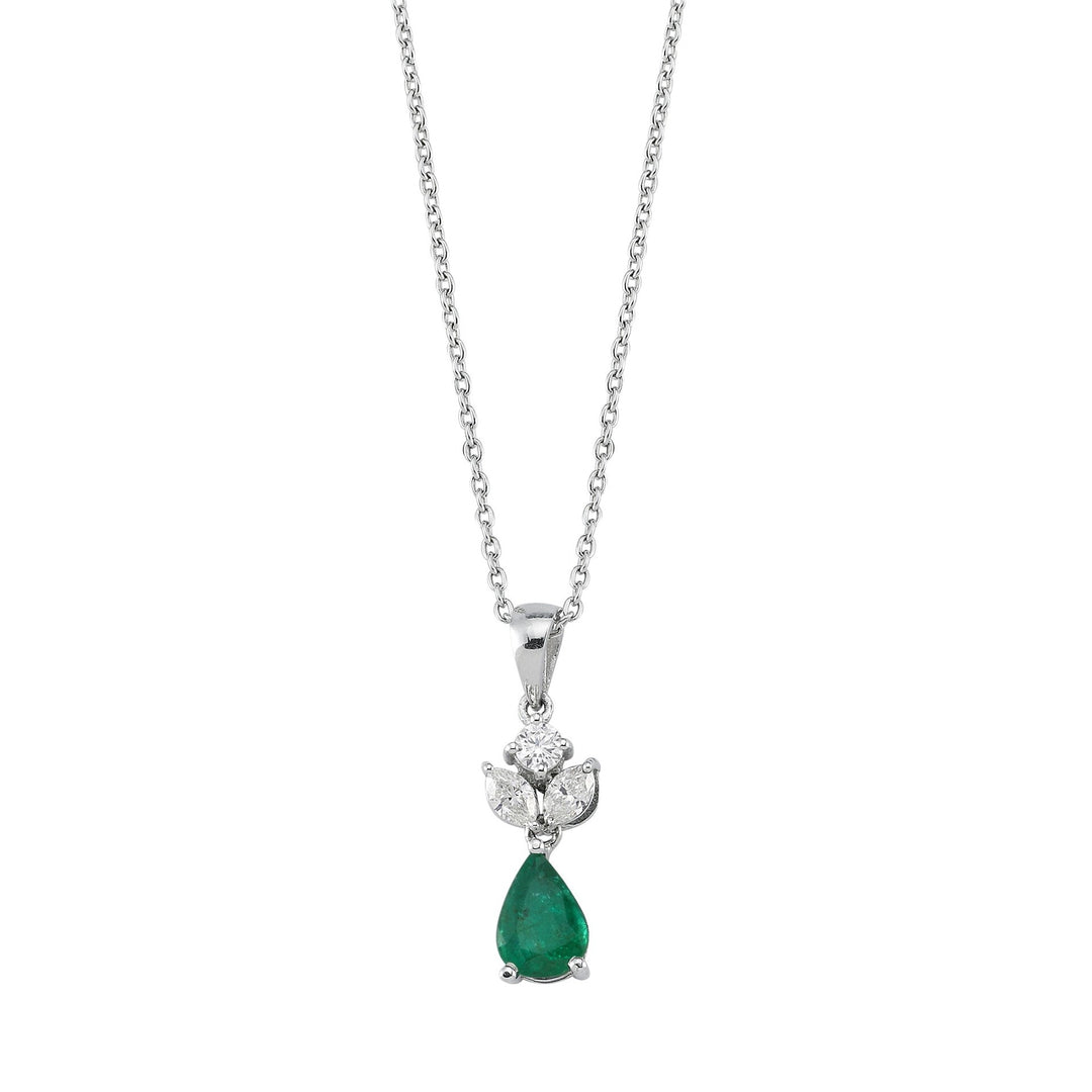 0.95 Karat Diamond Emerald Necklace