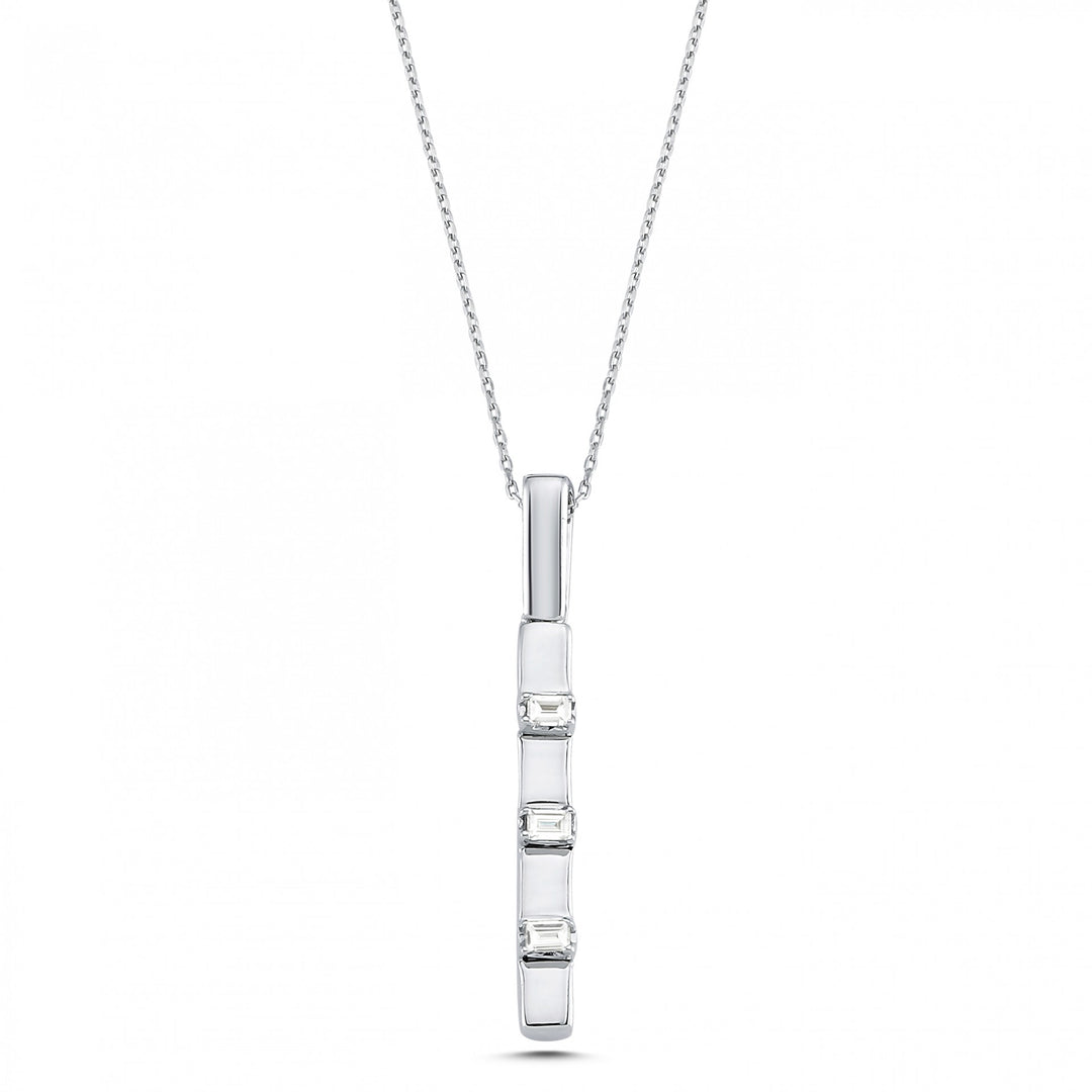 0.09 Karat Diamond Baguette Necklace