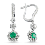 1.15 Karat Diamond Emerald Earrings
