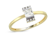 14ct Baguette Stone Set Gold Ring