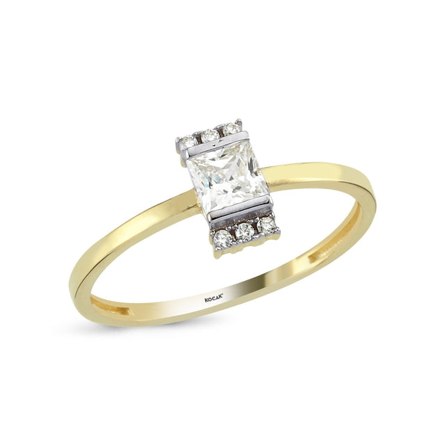 14ct Baguette Stone Set Gold Ring