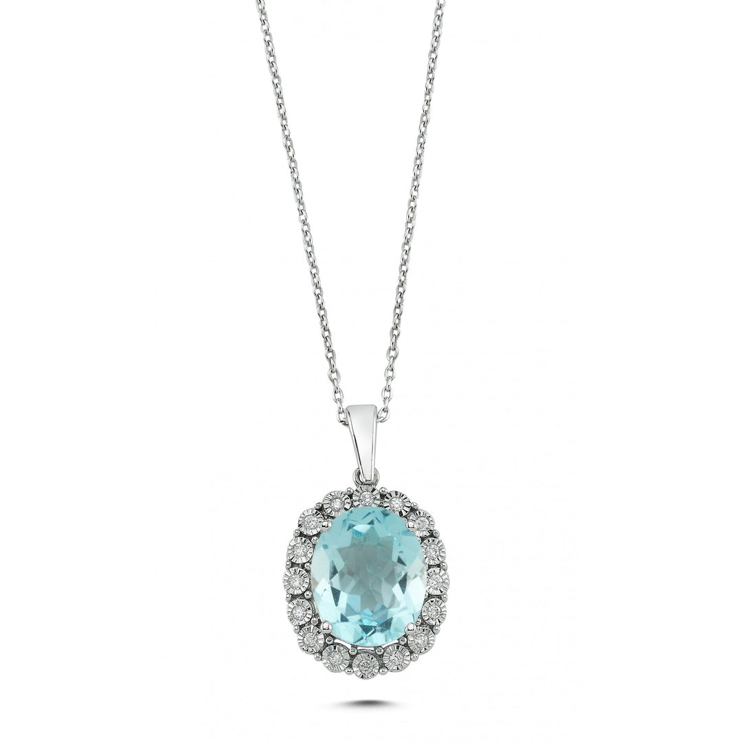 4.58 Karat Mavi Topaz Diamond Necklace