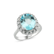 4.80 Karat Mavi Topaz Diamond Ring