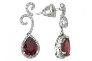 3.42 Karat Diamond Ruby Earrings