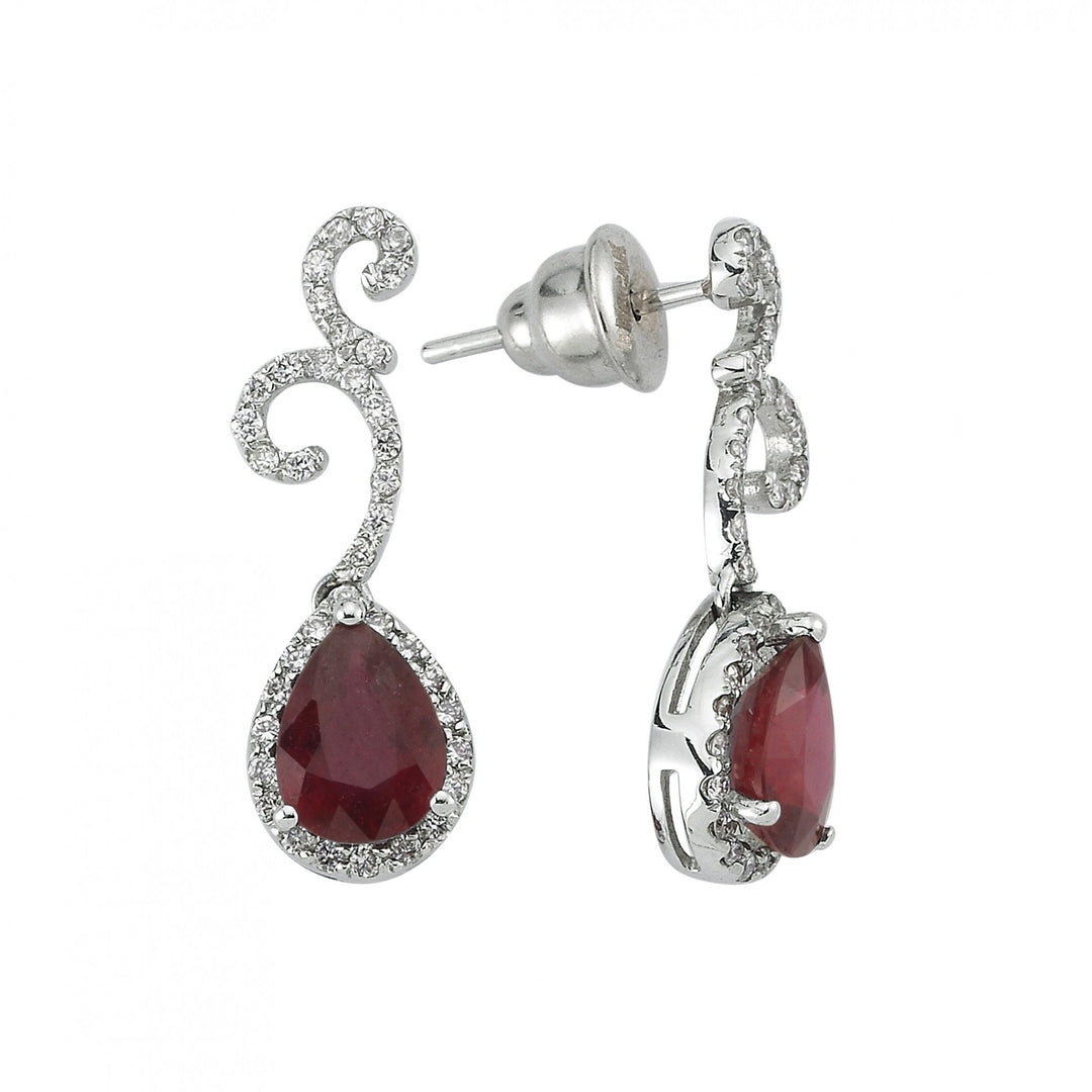 3.42 Karat Diamond Ruby Earrings