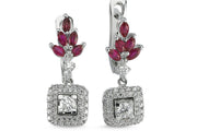 1.10 Karat Diamond Ruby Earrings