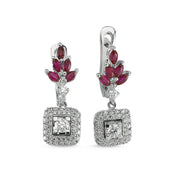 1.10 Karat Diamond Ruby Earrings