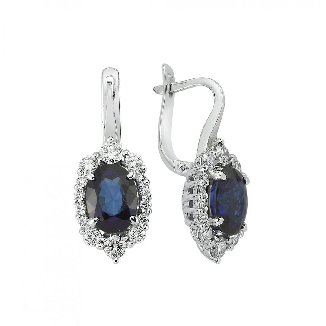 4.12 Karat Diamond Sapphire Earrings