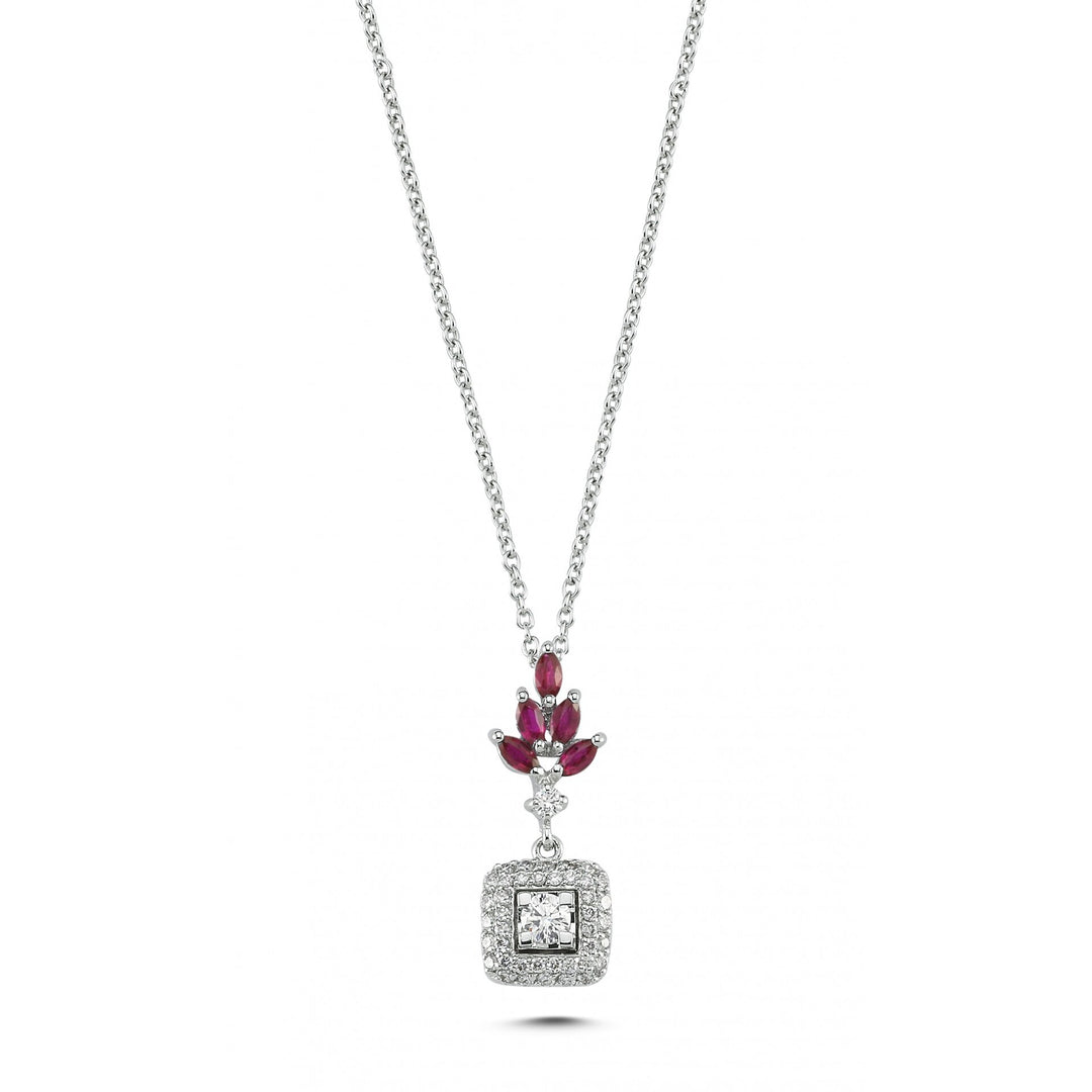 0.54 Karat Diamond Ruby Necklace