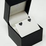 Load image into Gallery viewer, Women’s Solid Black Diamond Heart Earrings - Lady Elysium Black Diamond