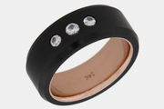 Black Diamond - Men’s Ring 8mm - Triple Stone With Sleeve - ARES - Elysium Black Diamond