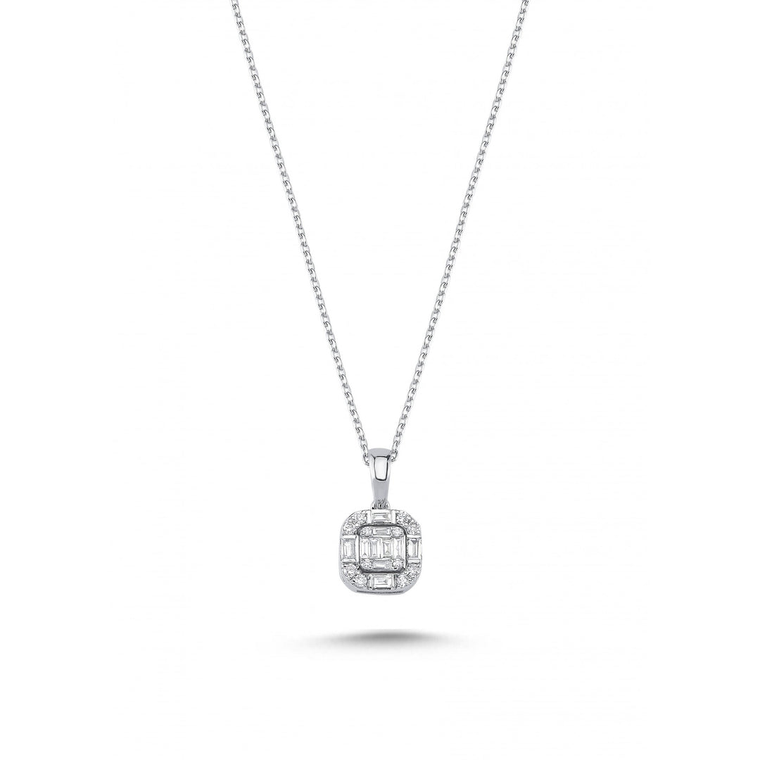 0.28 Karat GH SI Baguette Stone Set Diamond Necklace