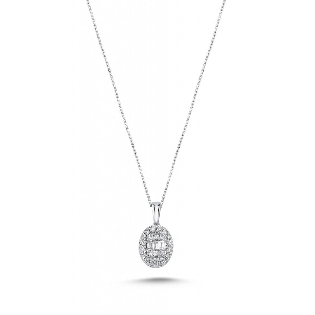 0.28 Karat GH SI Baguette Stone Set Diamond Necklace