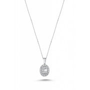 0.28 Karat GH SI Baguette Stone Set Diamond Necklace