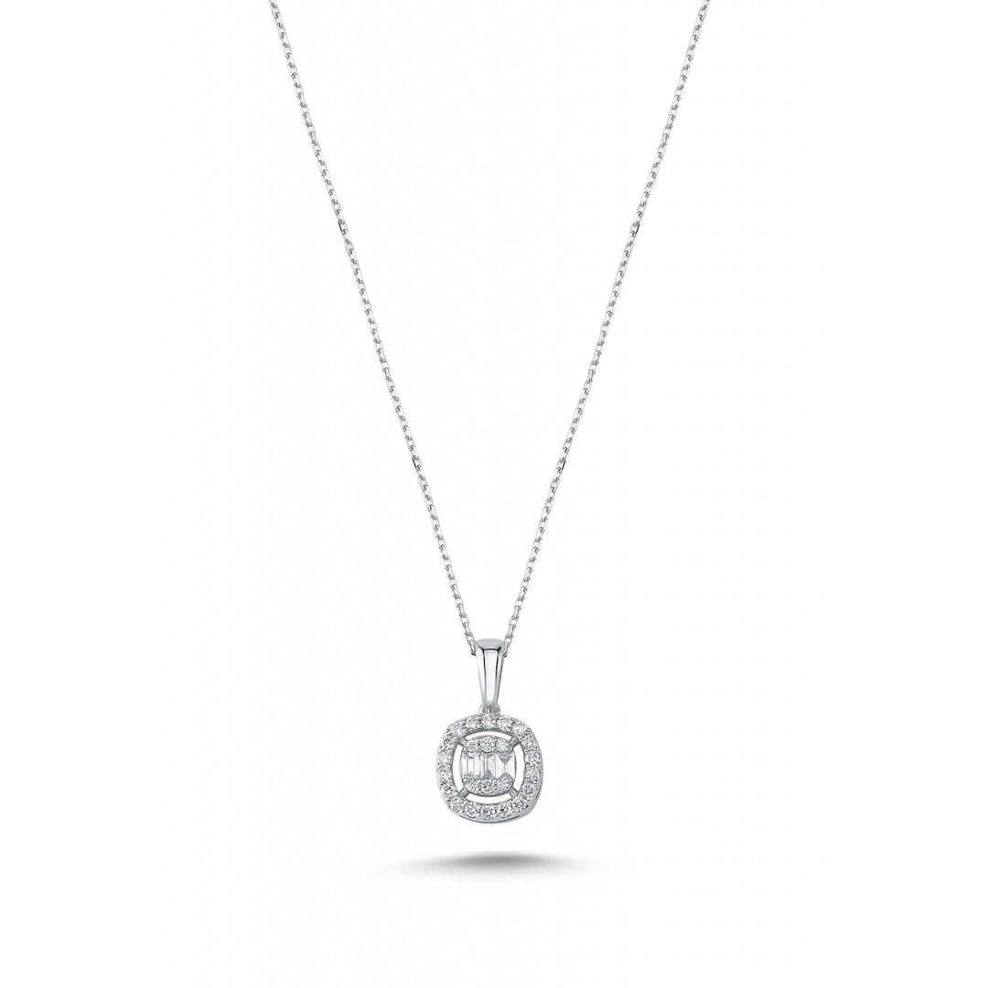0.25 Karat Baguette Stone Set Diamond Necklace