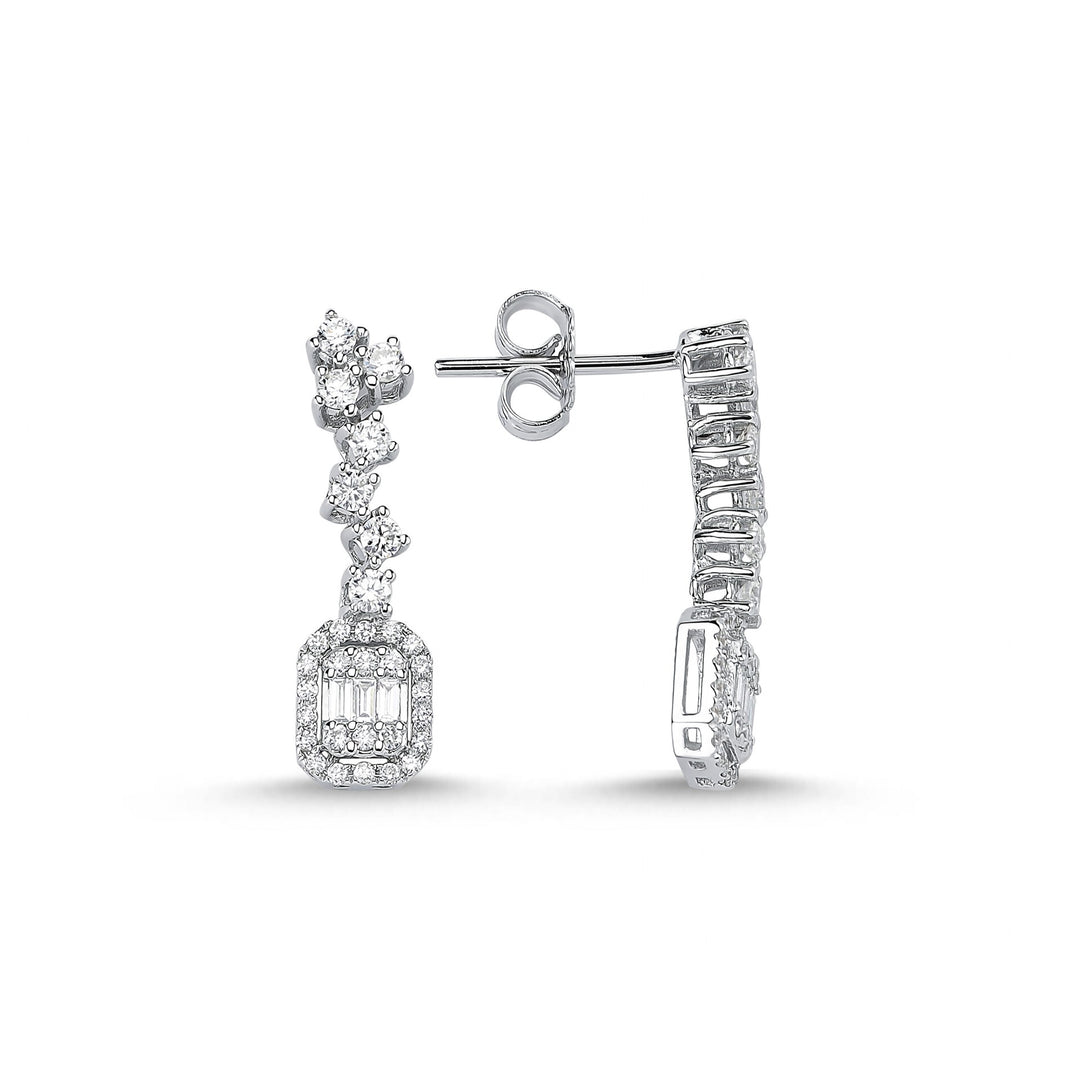 0.63 Karat Baguette Diamond Earrings