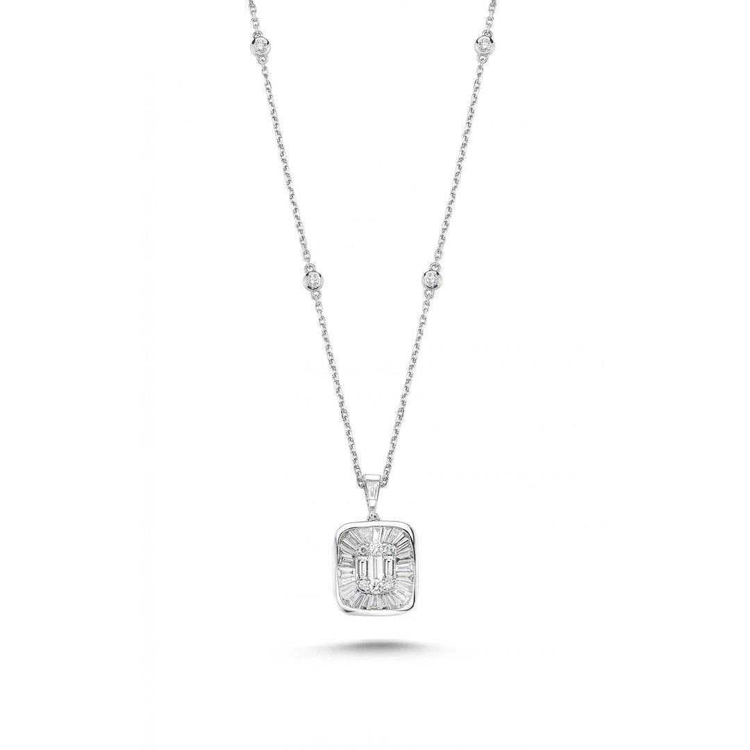 0.78 Karat Baguette Diamond Necklace