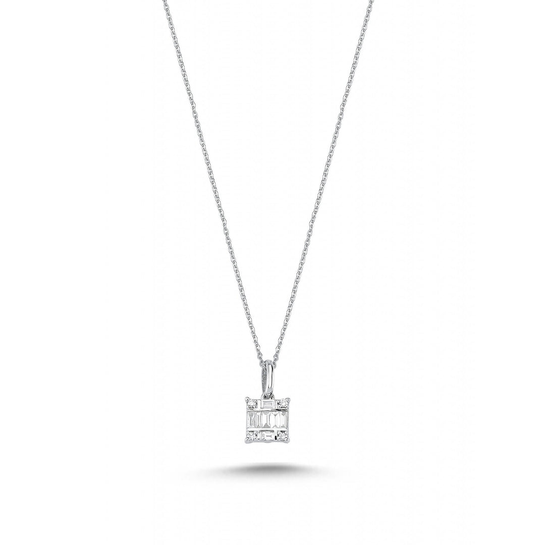 0.13 Karat Baguette Diamond Necklace