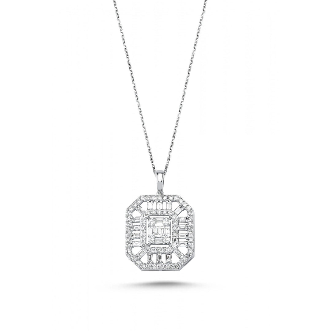 1.21 Karat Baguette Stone Set Diamond Necklace