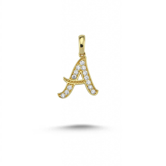 14ct Stone Set Letter Pendant (Chain Not Included)