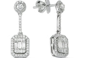 0.72 Karat Baguette Stone Set Diamond Earrings