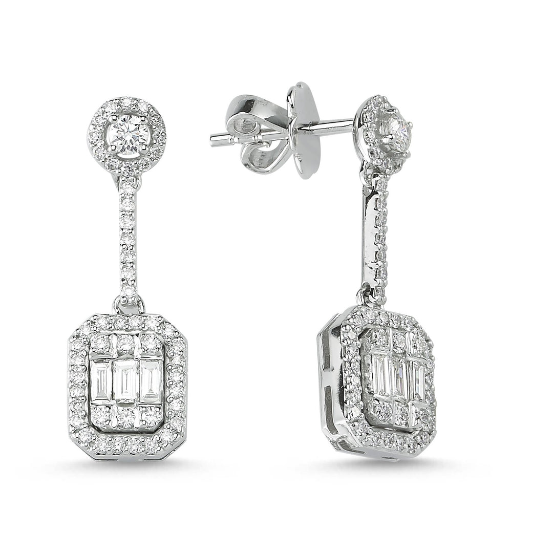 0.72 Karat Baguette Stone Set Diamond Earrings