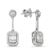 0.72 Karat Baguette Stone Set Diamond Earrings