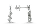 0.14 Karat Baguette Stone Set Diamond Earrings