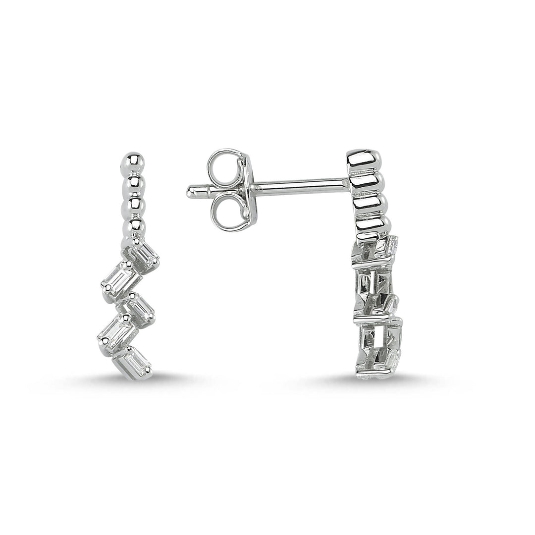 0.14 Karat Baguette Stone Set Diamond Earrings