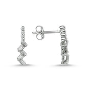 0.14 Karat Baguette Stone Set Diamond Earrings