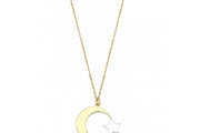 14ct Cift Renk Ay Yildiz Gold Necklace