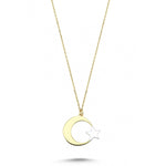 Load image into Gallery viewer, 14ct Cift Renk Ay Yildiz Gold Necklace