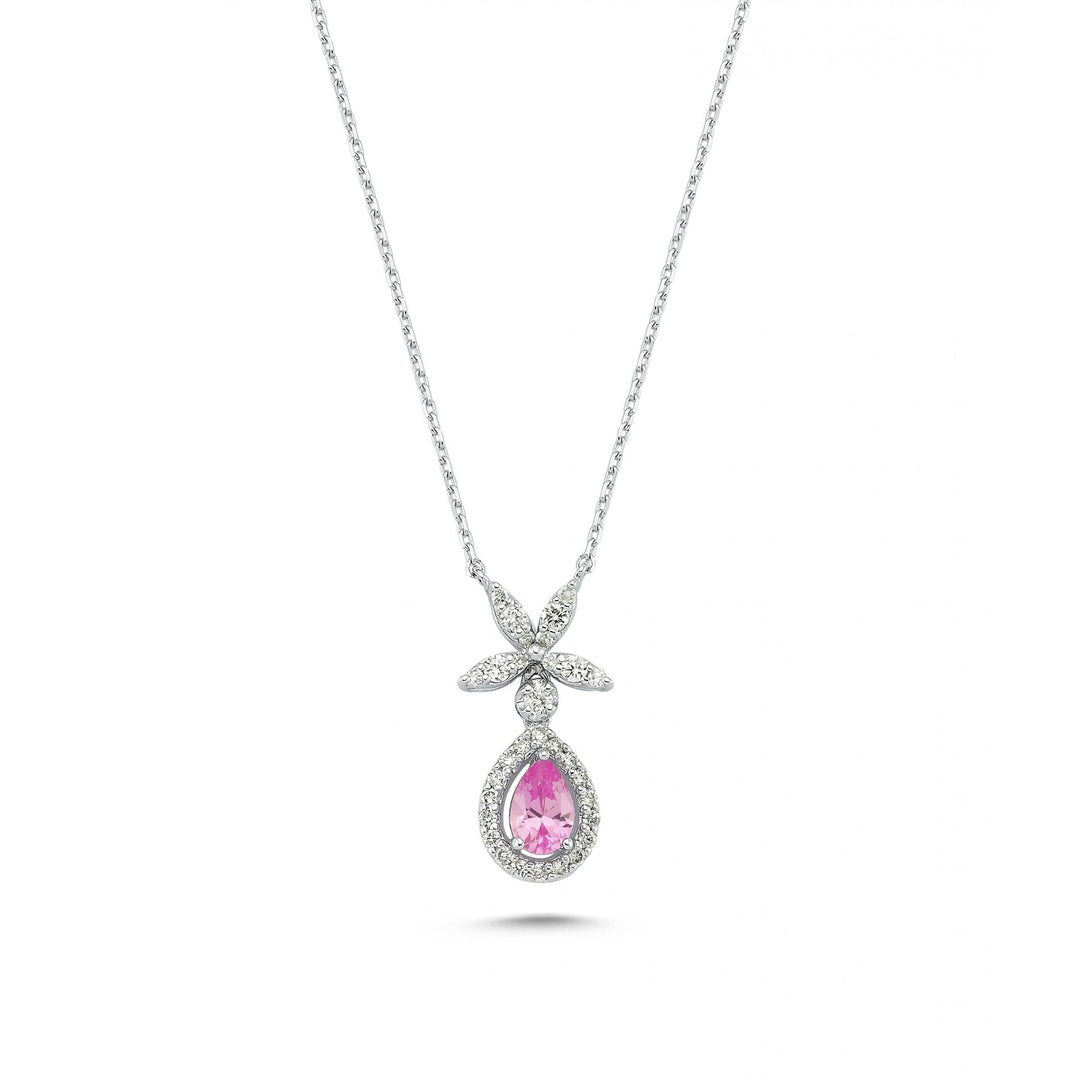 0.80 Karat Pink Sapphire Diamond Necklace