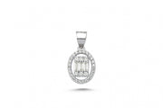 14ct Baguette Stone Set Gold Pendant (Chain Not Included)
