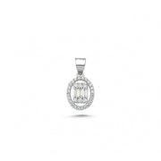 14ct Baguette Stone Set Gold Pendant (Chain Not Included)