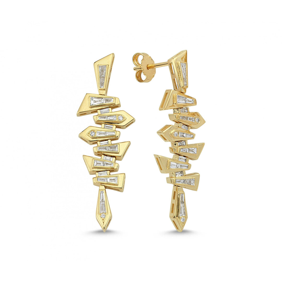 0.78 Karat Baguette Stone Set Diamond Earrings