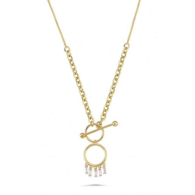 14ct Fancy Baguette Stone Set Necklace